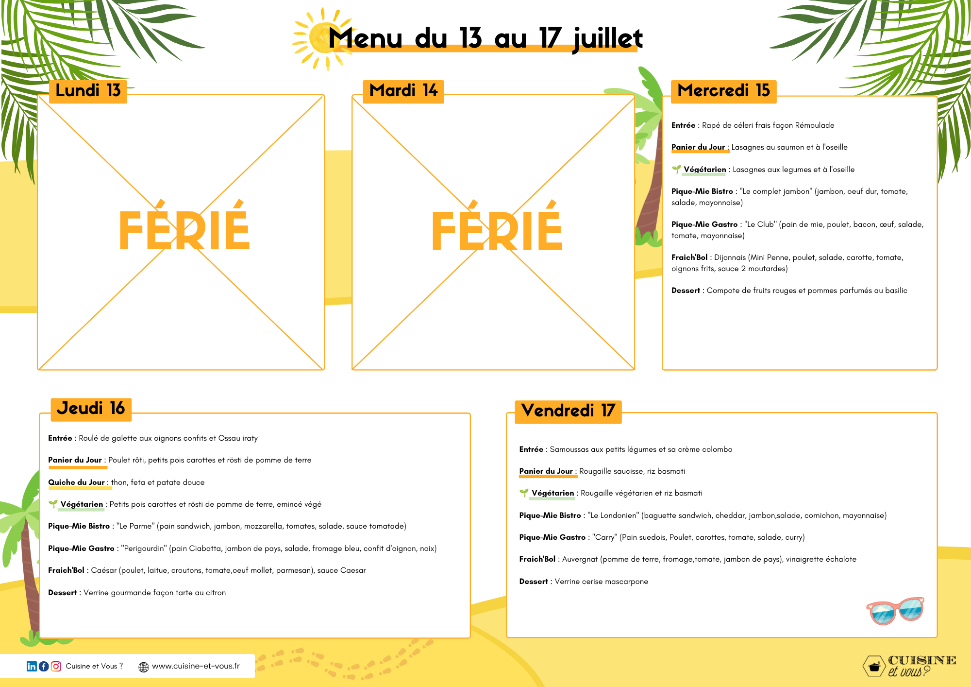 Menu Semaine 28